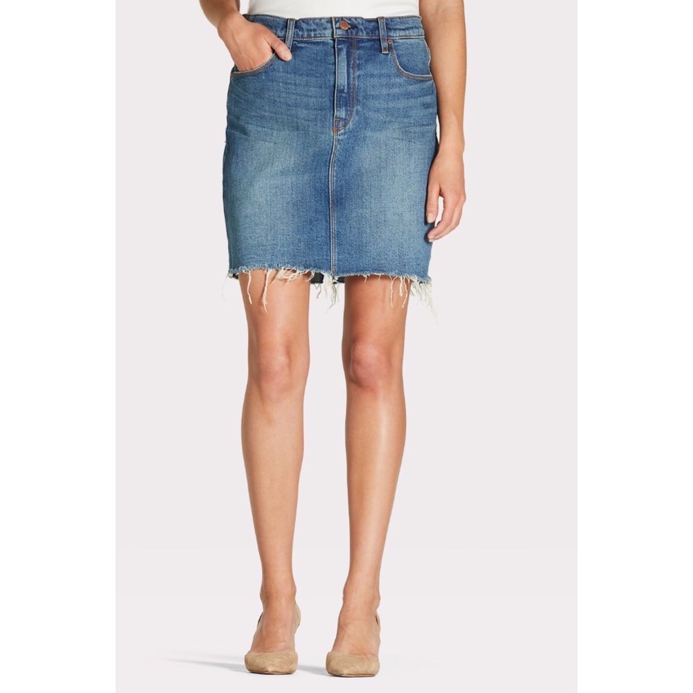 HUDSON JEANS LULU FRAYED DENIM SKIRT